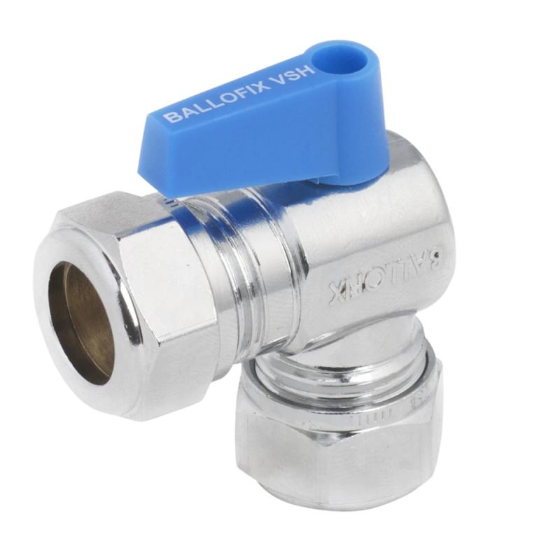 Ballofix Vinkelkulventil VSH CU Vinkel Med Vred 15mm Krom