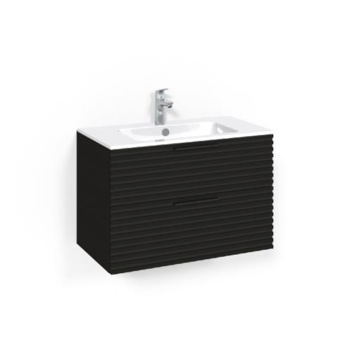 Macro Design Crown Washbasin Cabinet Package 800x450x545mm Stripe Light 45 Black Oak