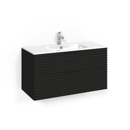 Macro Design Crown Washbasin Cabinet Package 1000x450x545mm Stripe Light 14 Black Oak