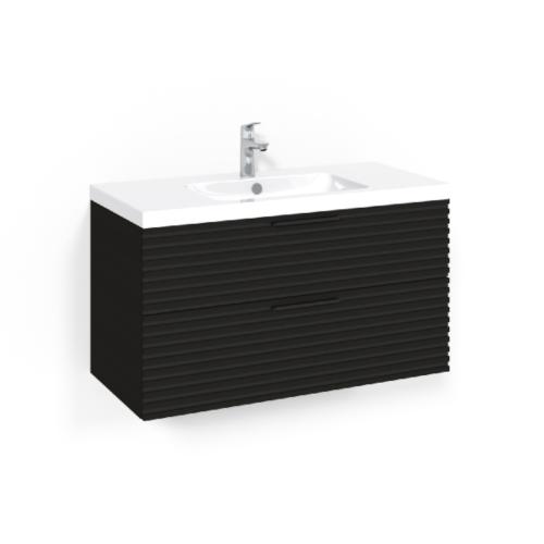 Macro Design Crown Washbasin Cabinet Package 1000x450x545mm Stripe Light 45 Black Oak