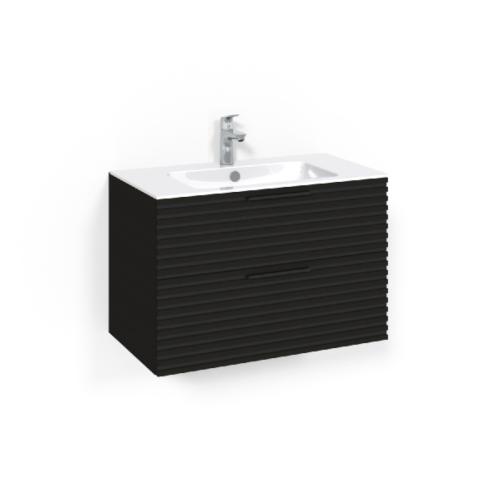 Macro Design Crown Washbasin Cabinet Package 800x450x545mm Stripe Light 8 Black Oak