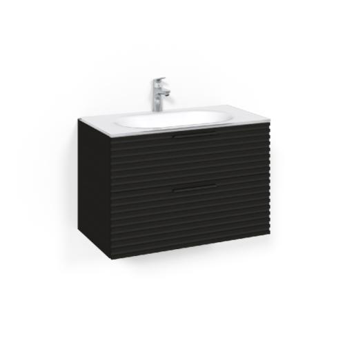 Macro Design Crown Washbasin Cabinet Package 800x450x545mm Stripe ViG Black Oak