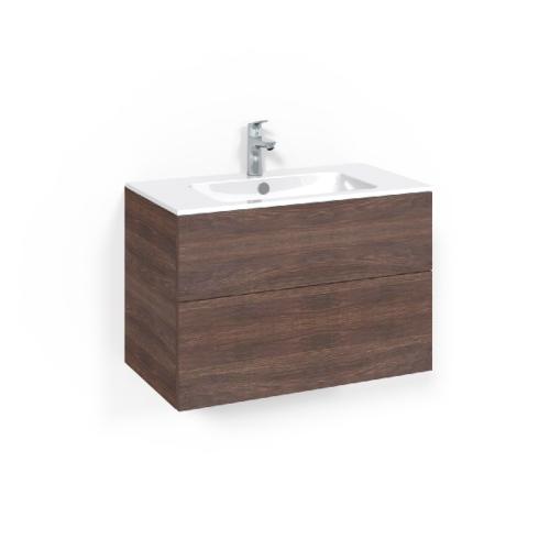 Macro Design Crown Washbasin Cabinet Package 800x450x545mm Plain Push-Open Light 14 Brown Ash