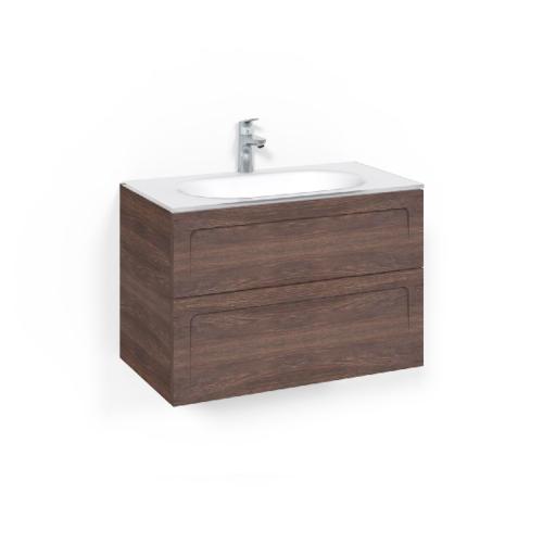 Macro Design Crown Washbasin Cabinet Package 800x450x545mm Shape Glass Basin Brown Ash