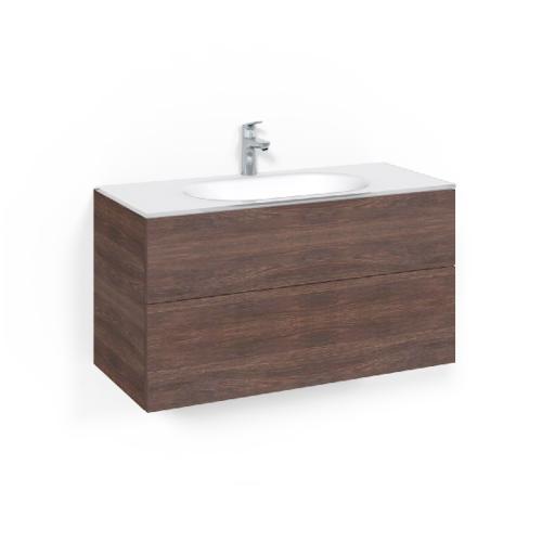 Macro Design Crown Tvättställsskåpspaket 1000x450x545mm Push-Open Glashandfat Brun Ask