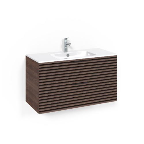 Macro Design Crown Washbasin Cabinet Package 1000x450x545mm Stripe Light 14 Brown Ash