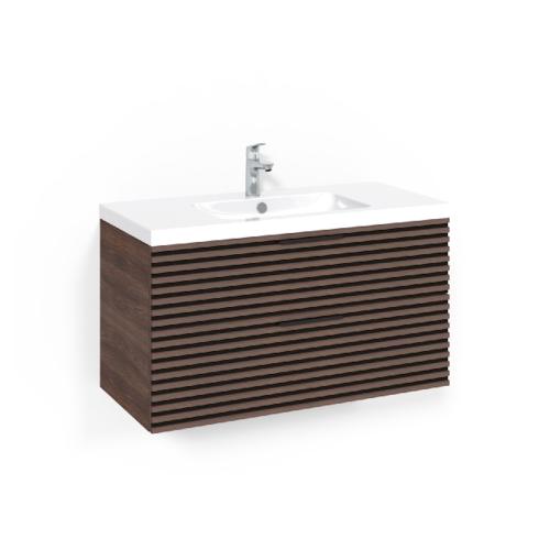 Macro Design Crown Washbasin Cabinet Package 1000x450x545mm Stripe Light 45 Brown Ash