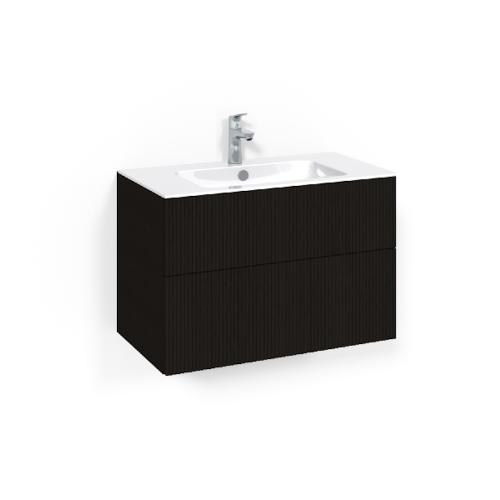 Macro Design Crown Washbasin Cabinet Package 800x450x545mm Line Light 8 Black Oak