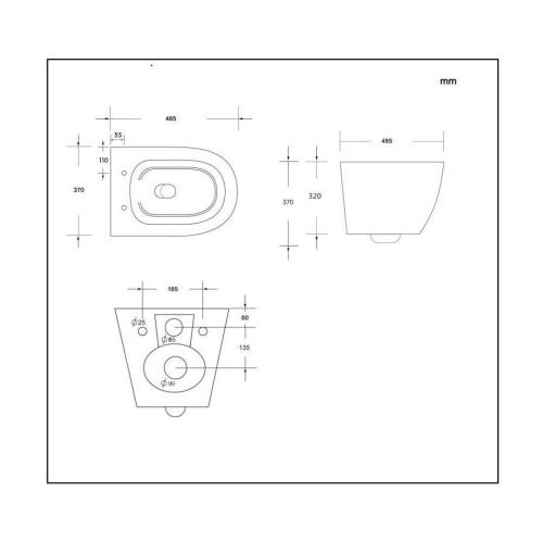 Wc-Stol Vägghängd Hav 485x370x365mm Matt Svart Blue Label