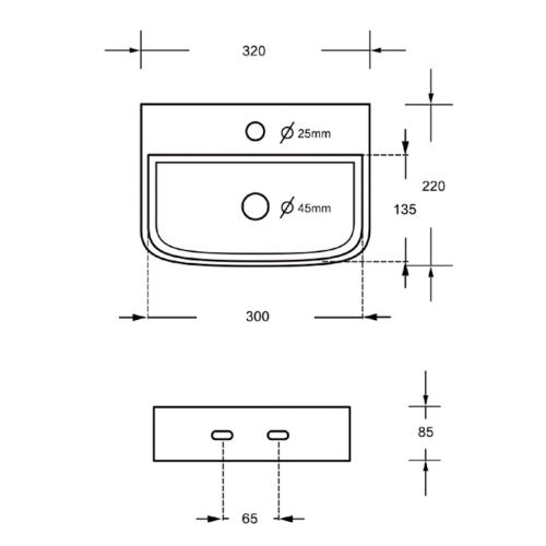 Håndvask Anholt 320x220x85mm Mat Sort Blue Label​