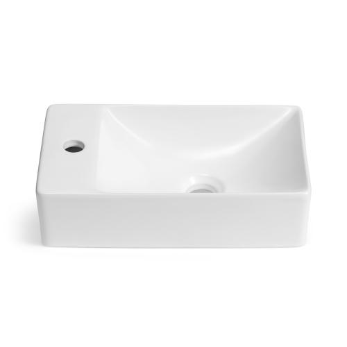 Håndvask Pels Vandhane Hul Venstre 380x220x100mm Mat Hvid Blue Label