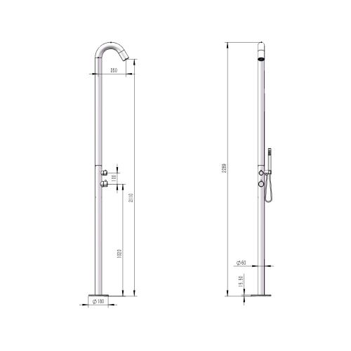 Udendørs Bruser Med Håndbruser Rustfrit Stål Blue Label