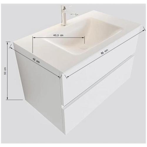 Kommode 2L Med Stander Denia Center 800x500x450mm Mat Hvid Blue Label​