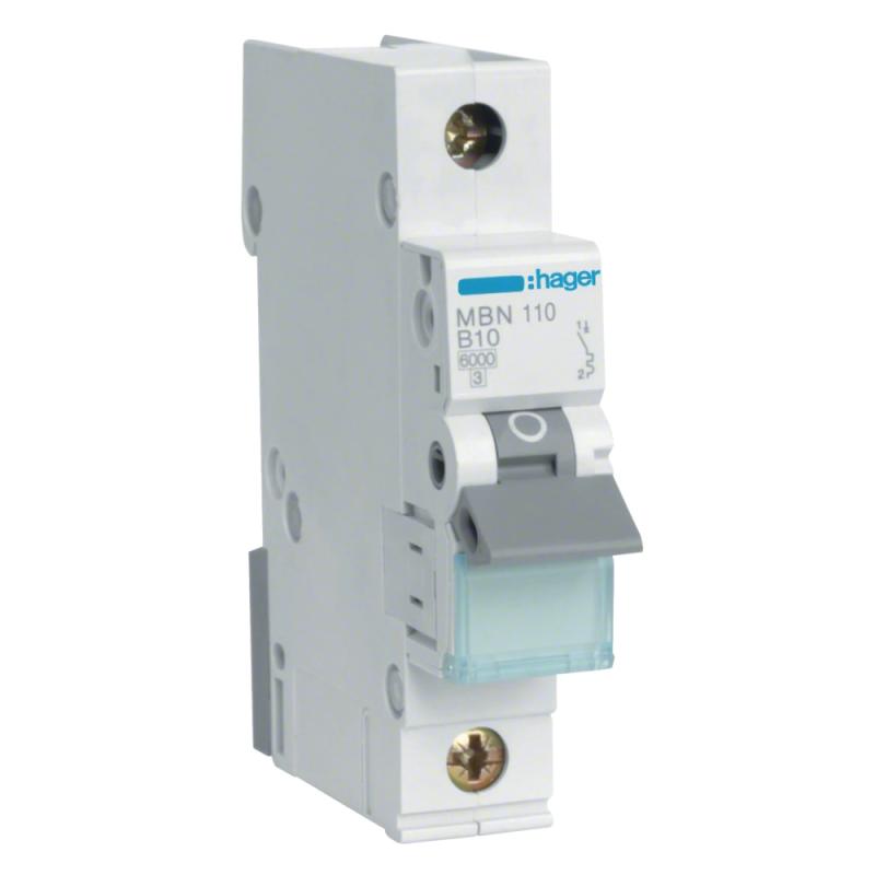 Miniatyrbrytare 1Pol B-Kurva 10A 230-400V IP20 Hager