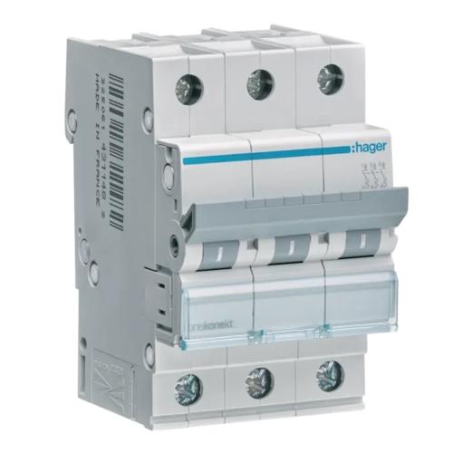 Miniature Circuit Breaker  3Poles C-Curve 10A 6kA 230-400V IP20 Hager