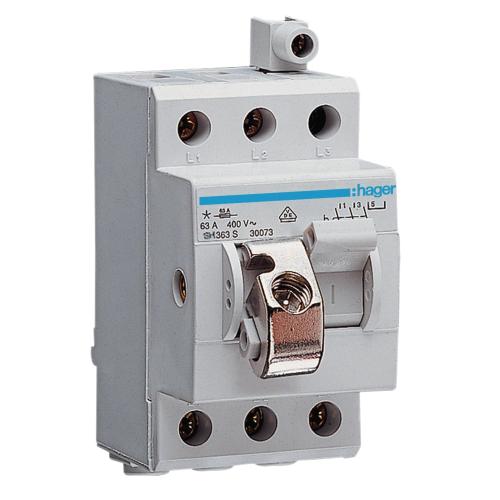 Låsbar Kompakt Skifte 3Polet 63A 400V IP20 Hager