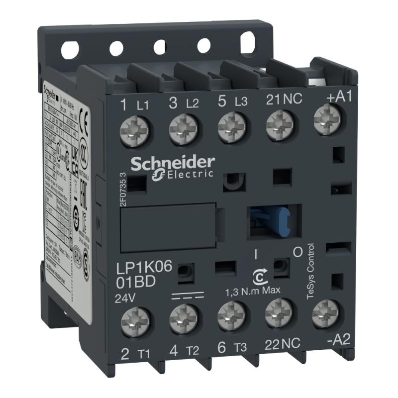 TeSys K Kontaktor 3Poler AC-3 440V 6A 24VDC Spole Schneider Electric