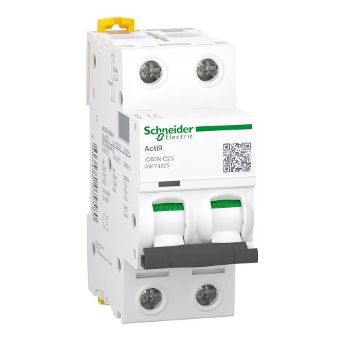 Miniature Afbryder Acti9 iC60N 2Polet C-Curve 25A 400V IP20 Schneider Electric