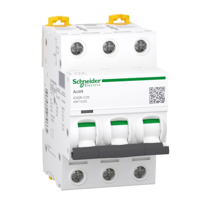 Miniatyrbrytare ​Acti9 iC60N 3Poler C-Kurva 20A 400V IP20 Schneider Electric