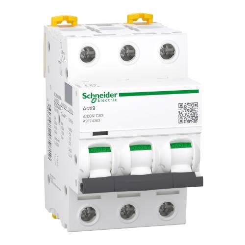 Miniatureafbryder Acti9 iC60N 3Polet C-Kurve 63A 400V IP20 Schneider Electric