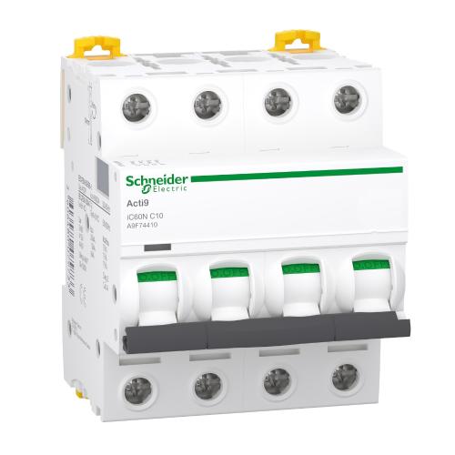 Miniatyrbryder Acti9 iC60N 4Polet C-Kurve 10A 400V IP20 Schneider Electric