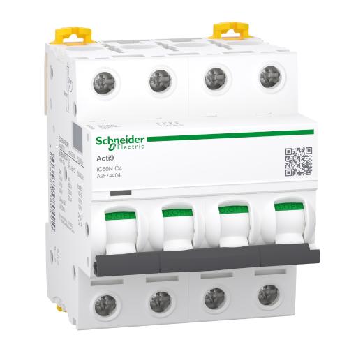 Miniature Afbryder​​ Acti9 iC60N 4Polet C-Kurve 4A 400V IP20 Schneider Electric