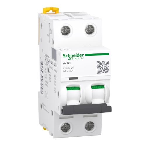 Miniatureafbryder Acti9 iC60N 2Polet D-Curve 4A 400V IP20 Schneider Electric