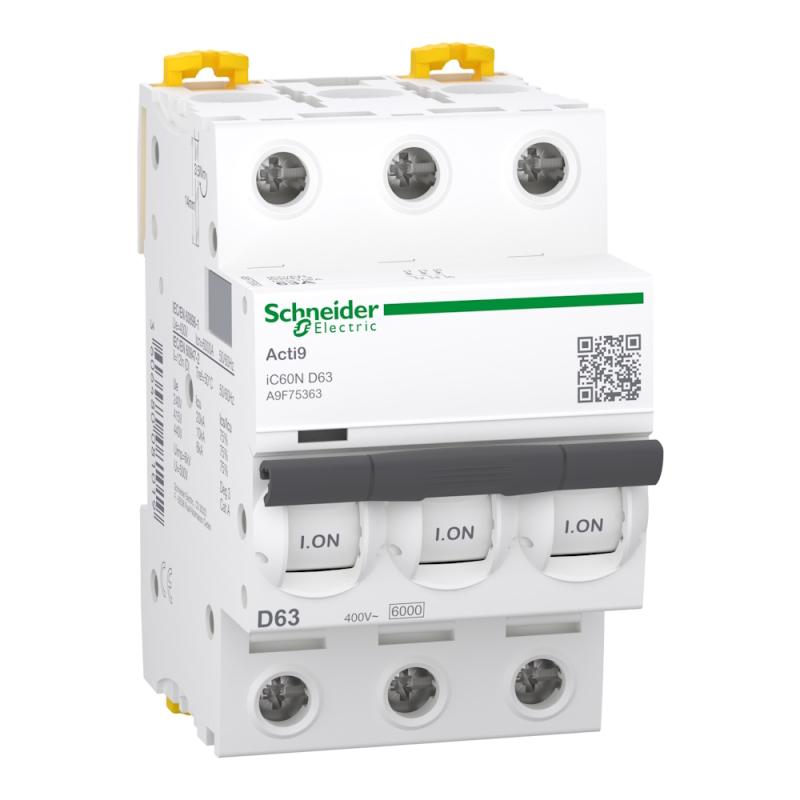 Miniatyrbrytare Acti9 iC60N 3Poler D-Kurva 63A 400V IP20 Schneider Electric