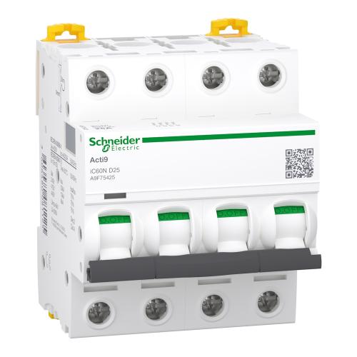 Miniatureafbryder Acti9 iC60N 4Poler D-Kurve 25A 400V IP20 Schneider Electric