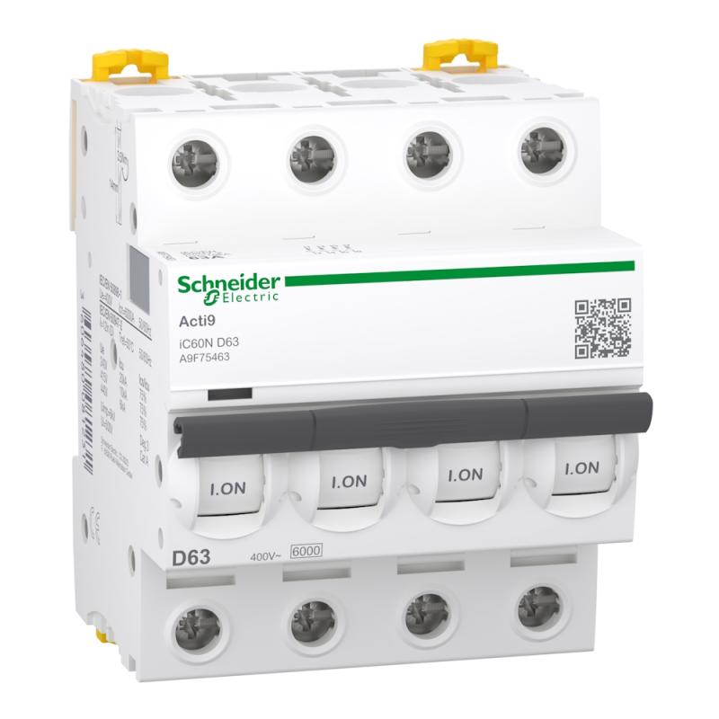Miniatyrbrytare Acti9 iC60N 4Poler D-Kurva 63A 400V IP20 Schneider Electric