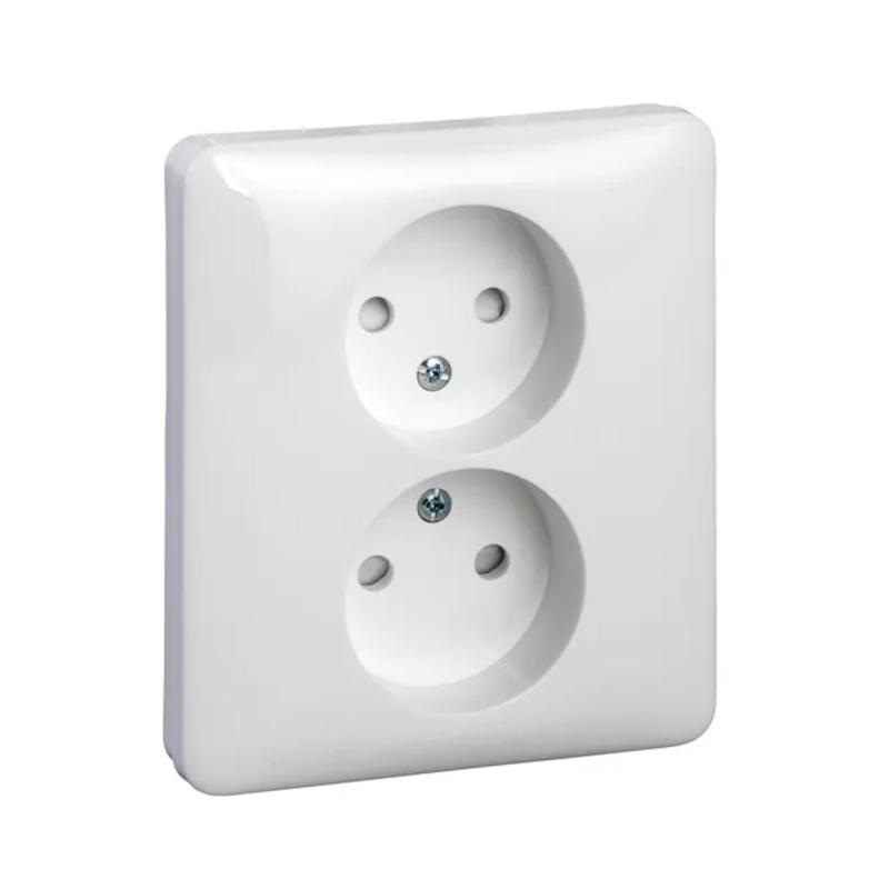 Dubbelt Uttag Exxact Ojordat 2Poler 16A 250V IP21 Vit Schneider Electric