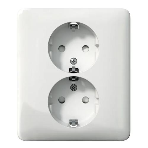 Double Socket Exxact Earth 16A 250V IP21 White 50pak Schneider Electric