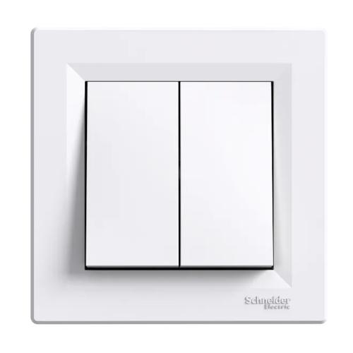 Asfora Dubbel 2-Vägsbrytare 1Pol 10A 2300W 250V IP20 Vit Schneider Electric