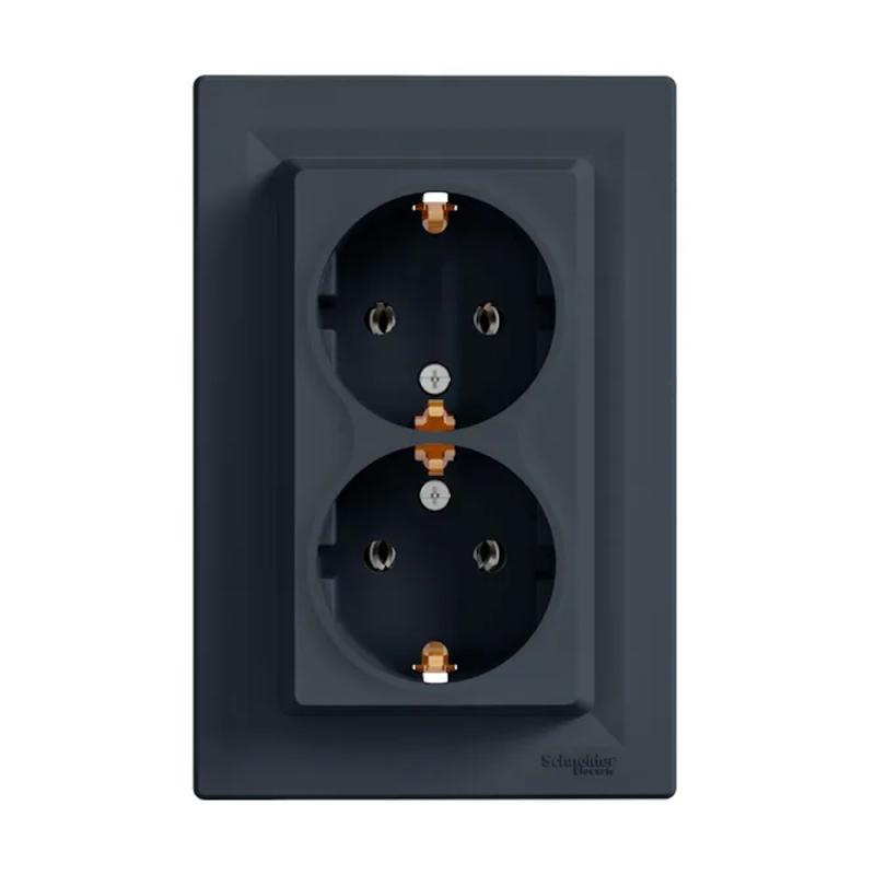 Asfora Dubbeluttag 2x2Poler + J 16A 3680W 250V IP20 Schneider Electric