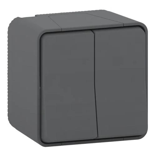 Mureva Styl Dobbelt 2-Vejs Skifte 10A 250V IP55 Grå Schneider Electric