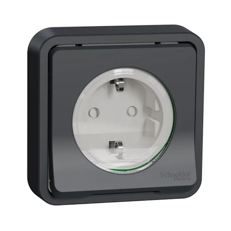 Mureva Styl Uttag 2Poler+J 16A 250V IP55 Grå Schneider Electric