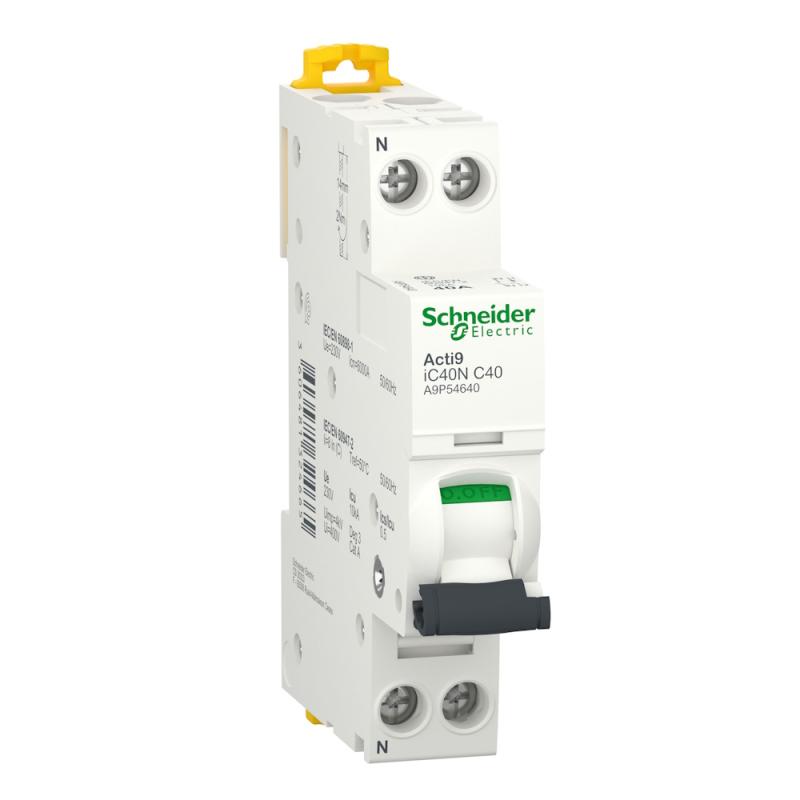Miniatyrbrytare Acti9 iC40N 1Pol+N C-Kurva 40A 230V IP20 Schneider Electric