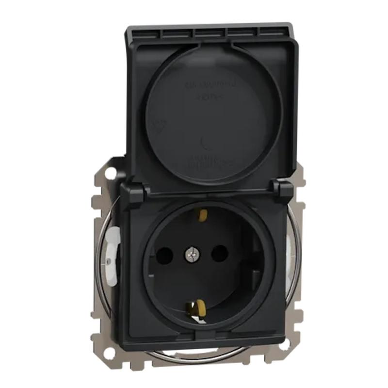 Sedna Design Och Element Uttag 2Poler + J 16A 3680W 250V Antracit Schneider Electric