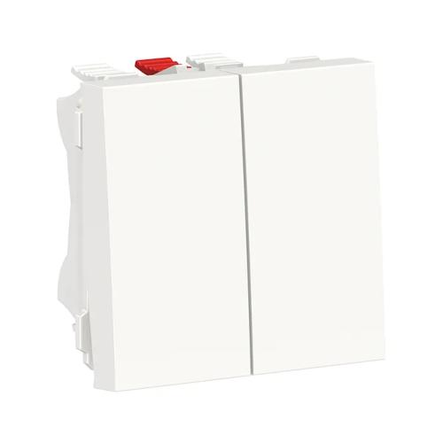 Ny Unica Skifte 2 Rocker 2x1Polet 10A Hvid Schneider Electric