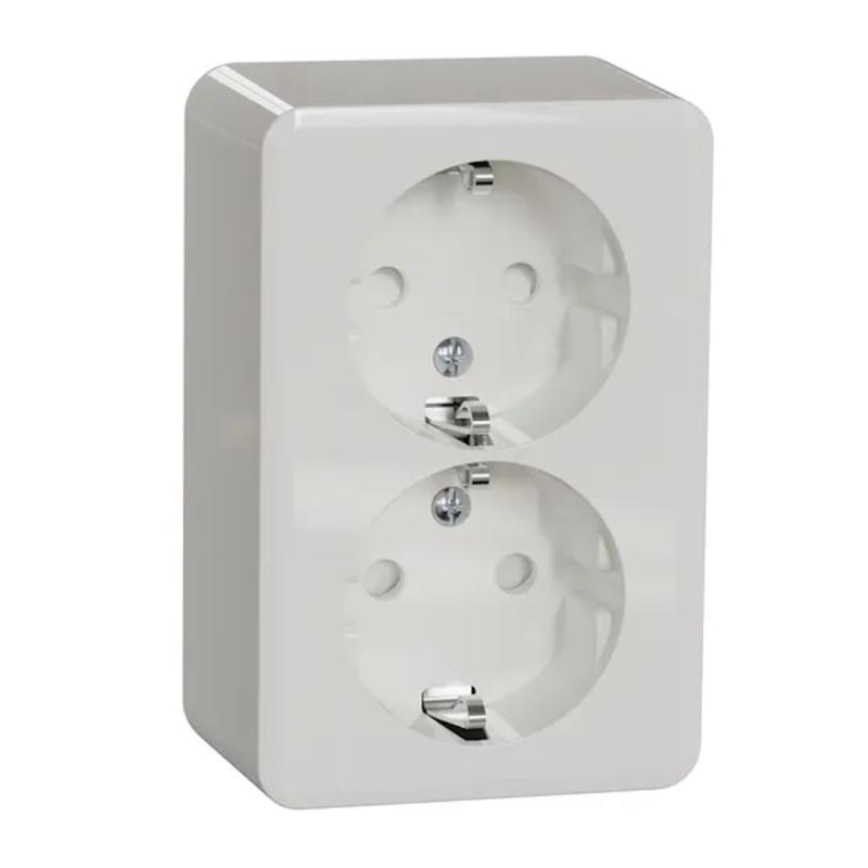 Vägguttag 2-Vägs Utanpåliggande 16A 250V IP21 Vit Schneider Electric