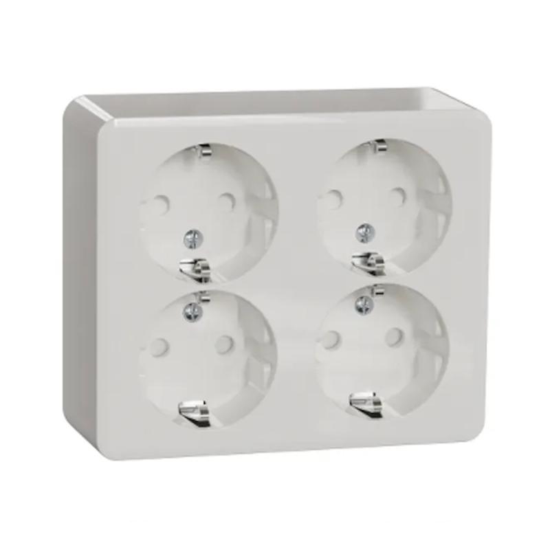 Vägguttag Exxact 4-Vägs Skruvlös Jord 16A 250V IP21 Vit Schneider Electric
