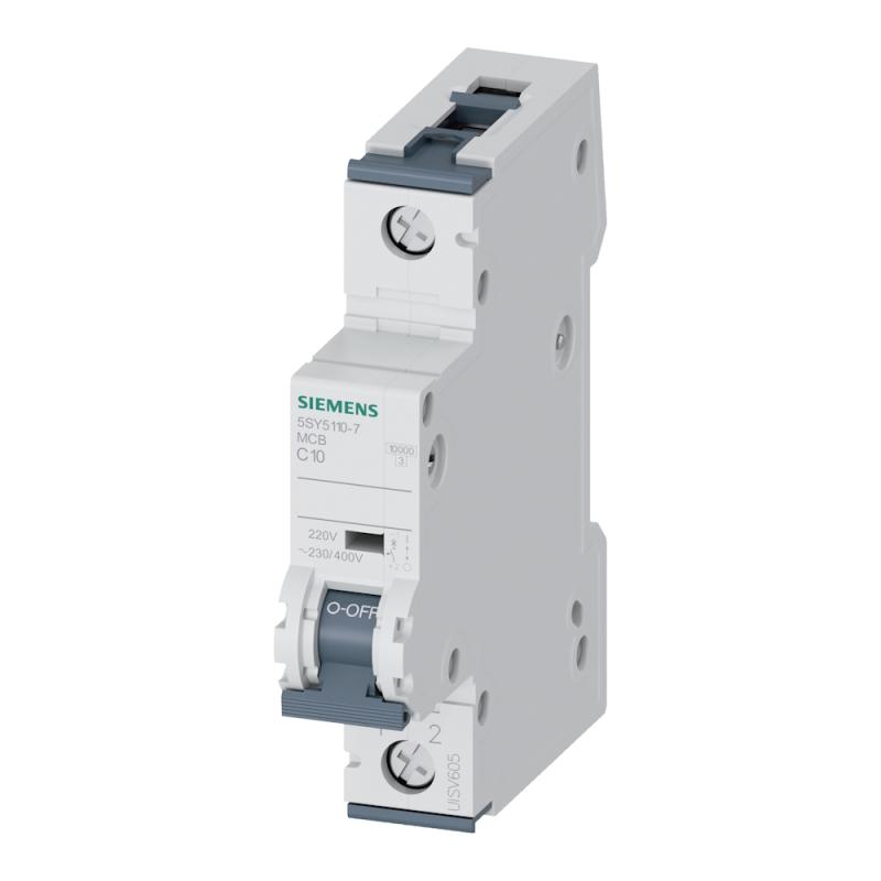 Strömbrytare Universalström 1Pol C-Kurva 10A 10kA 220VDC 230/400VAC IP20 Siemens