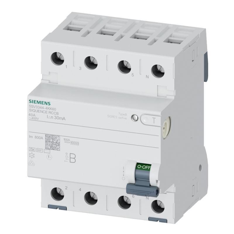 Restströmsbrytare 4Poler B-Typ 40A 400V IP20 Siemens