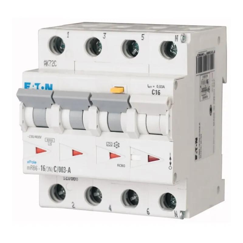 RCD/MCB Kombination 3Poler+N A-Typ B-Kurva 16A 100mA 400V IP20 Eaton