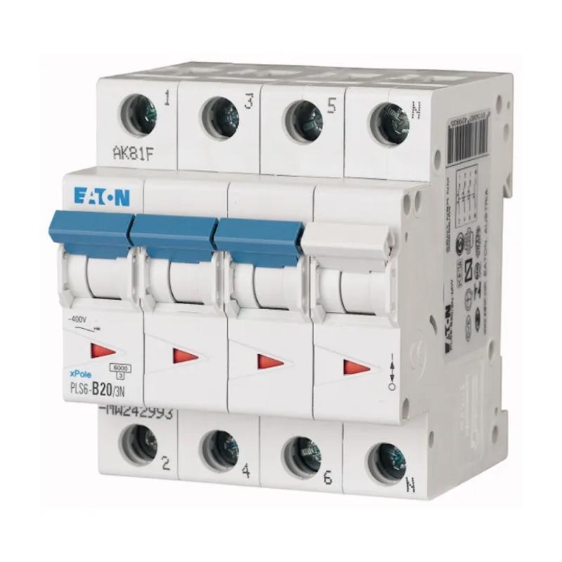 Miniatyrbrytare 3Poler+N B-Kurva 20A 6kA 400V IP20 Eaton