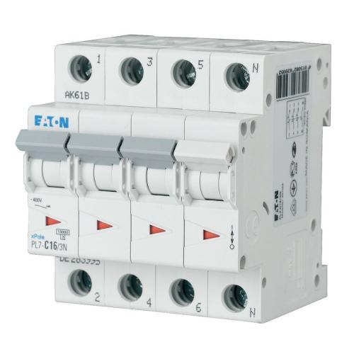 Miniatureafbryder 3Polet+N B-Kurve 16A 10kA 400V IP20 Eaton