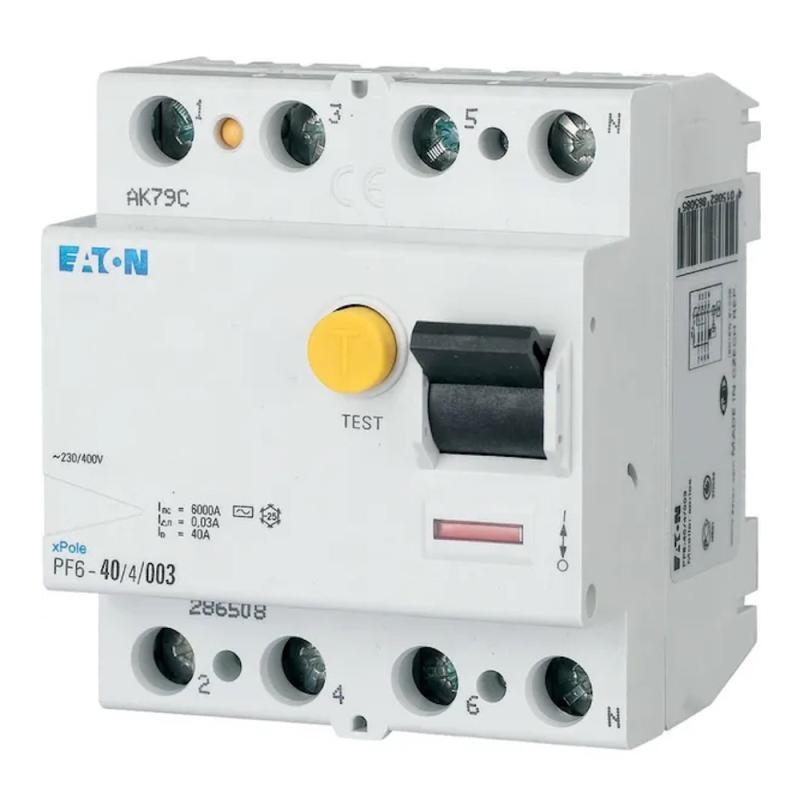 Restströmsbrytare 4Poler AC-Typ 25A 30mA 400V IP20 Eaton
