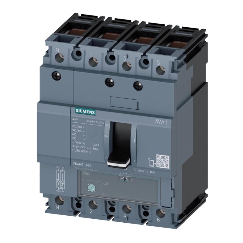 Strömbrytare 3VA1 IEC Ram 4Poler 25kA 415V Siemens