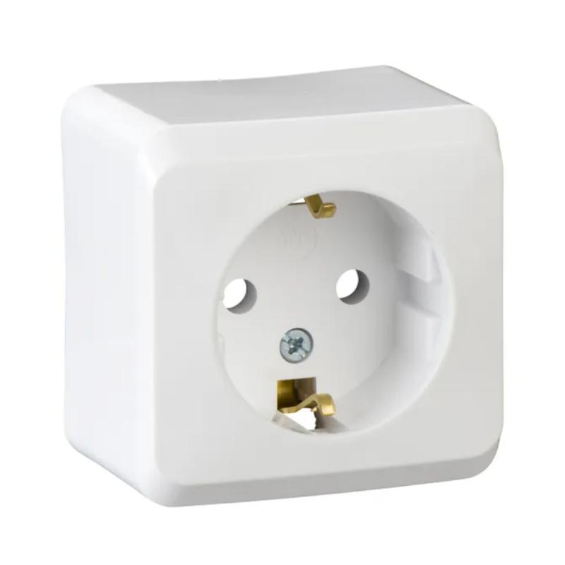 Prima Enkelt Uttag Med Sidojord 16A 250V IP20 Vit Schneider Electric