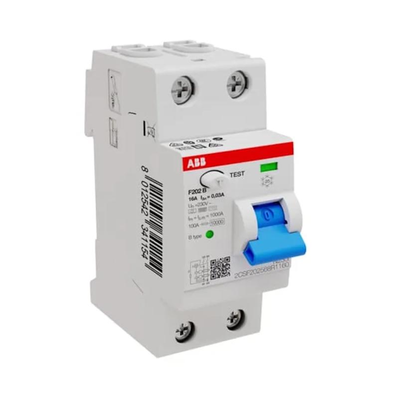 Restströmsbrytare 2Poler B-Typ 16A 230V 30mA IP20 ABB